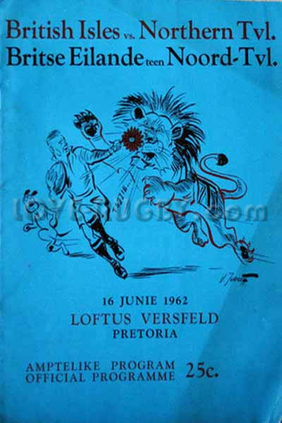 1962 North Eastern Transvaal v British Isles  Rugby Programme
